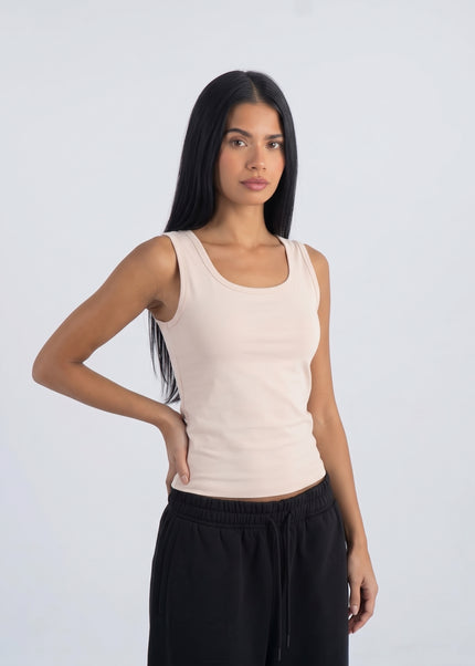 Sculpted Ribbed Thick Strap Top