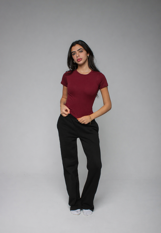 Ribbed Fitted Half Sleeve Top