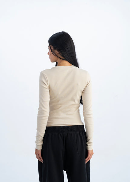 Ribbed Extended Long Sleeve Top