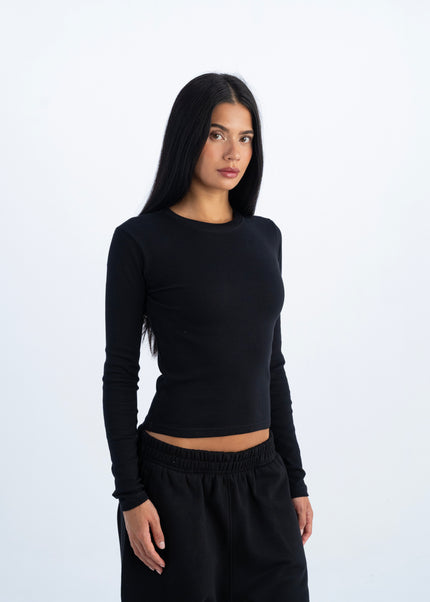 Ribbed Extended Long Sleeve Top