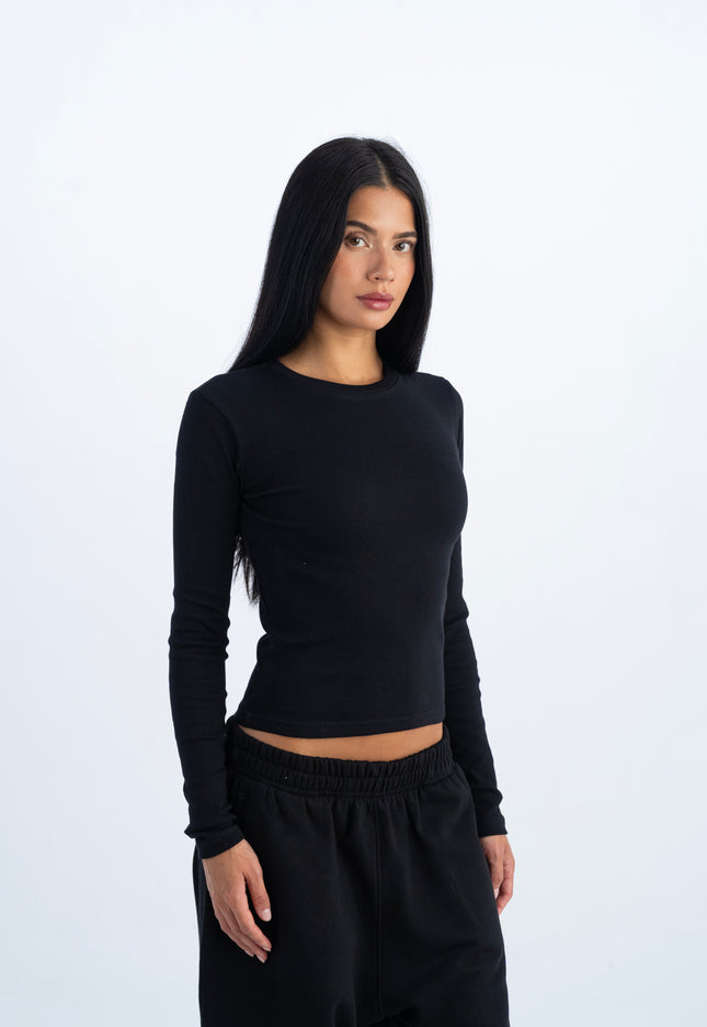 Ribbed Extended Long Sleeve Top