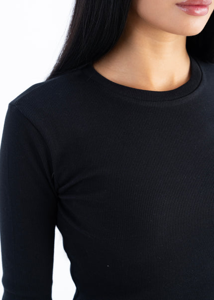 Ribbed Extended Long Sleeve Top