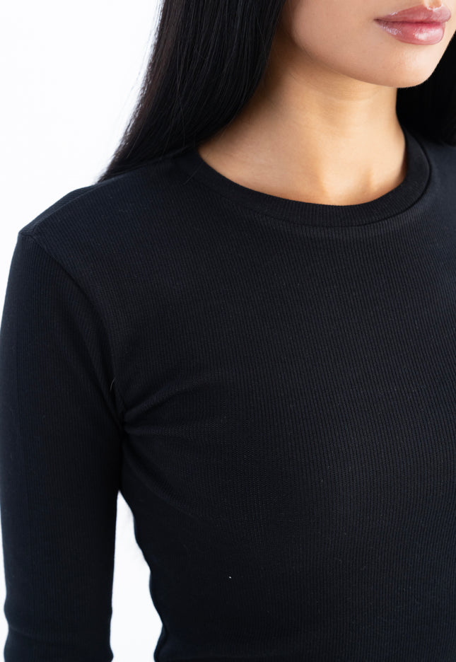 Ribbed Extended Long Sleeve Top