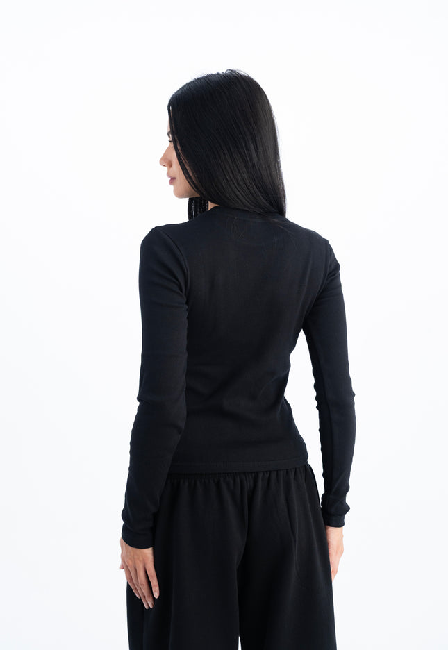 Ribbed Extended Long Sleeve Top
