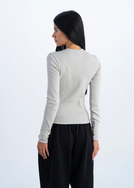 Ribbed Extended Long Sleeve Top