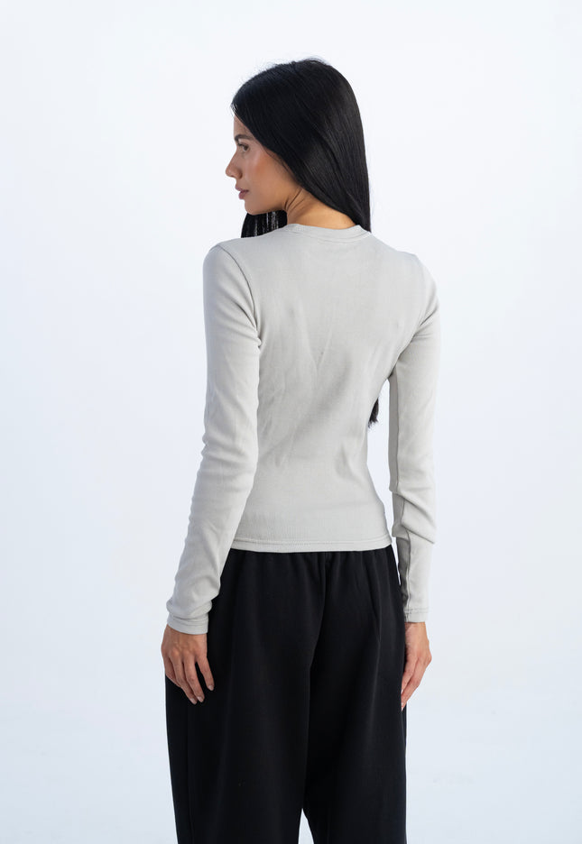 Ribbed Extended Long Sleeve Top
