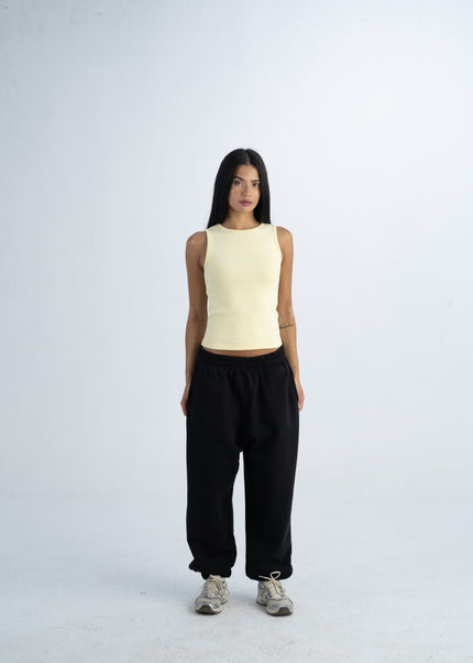 Sculpted Ribbed Thick Strap Crew Neck Top