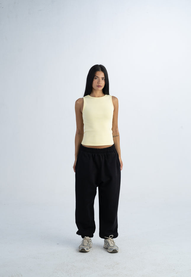 Sculpted Ribbed Thick Strap Crew Neck Top