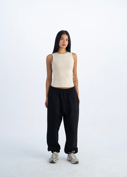 Sculpted Ribbed Thick Strap Crew Neck Top