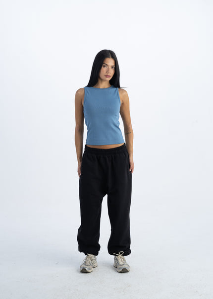 Sculpted Ribbed Thick Strap Crew Neck Top