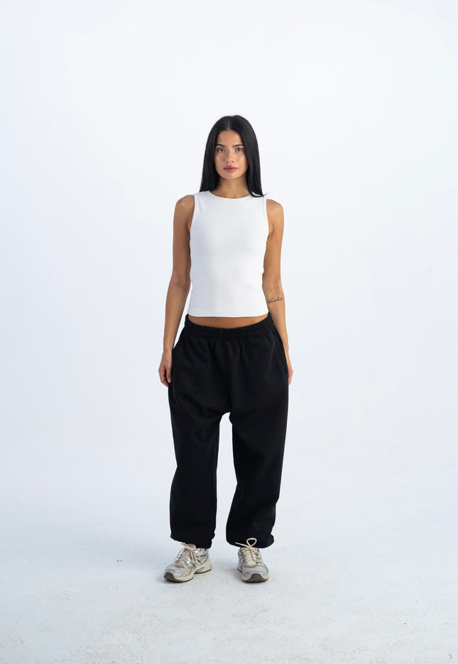 Sculpted Ribbed Thick Strap Crew Neck Top
