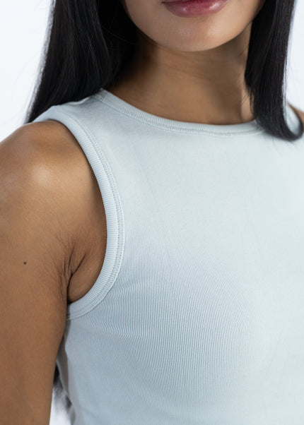 Sculpted Ribbed Thick Strap Crew Neck Top