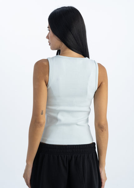 Sculpted Ribbed Thick Strap Crew Neck Top