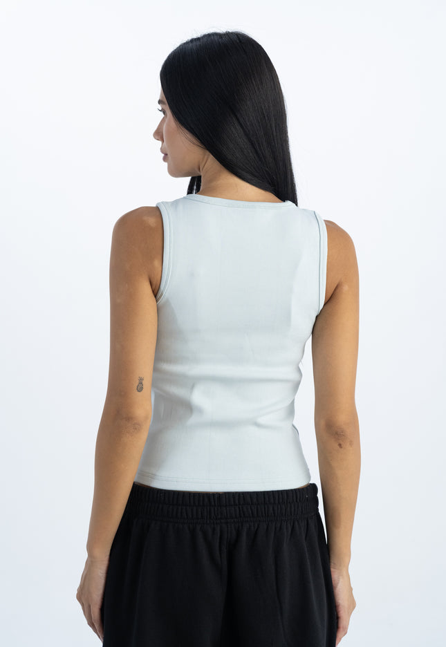 Sculpted Ribbed Thick Strap Crew Neck Top