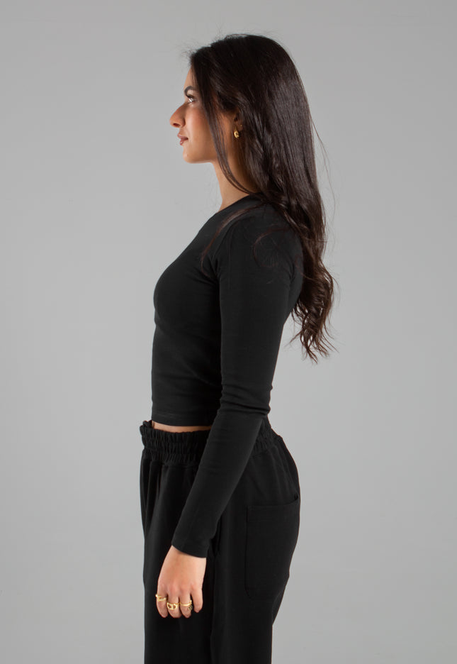 Crew Neck Long Sleeve Rib