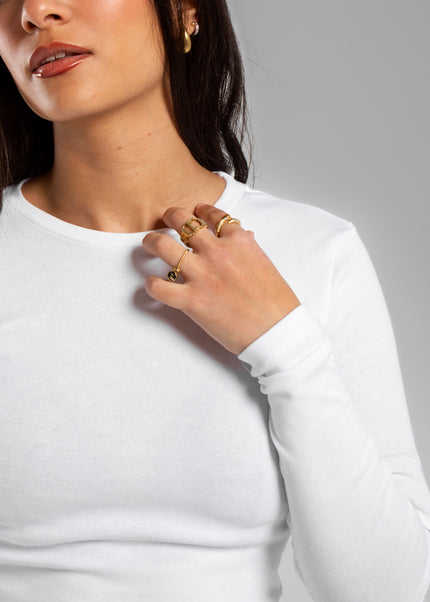 Crew Neck Long Sleeve Rib