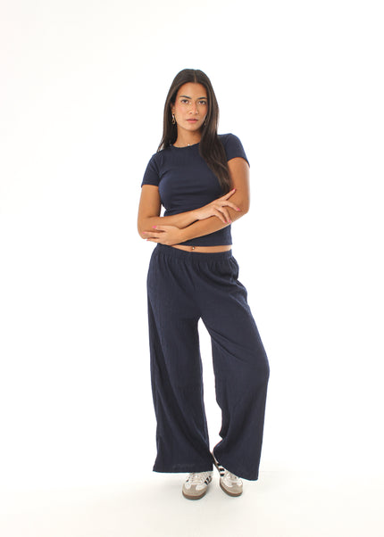 Wide Leg Textured Pants