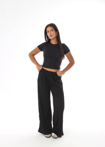 Wide Leg Textured Pants