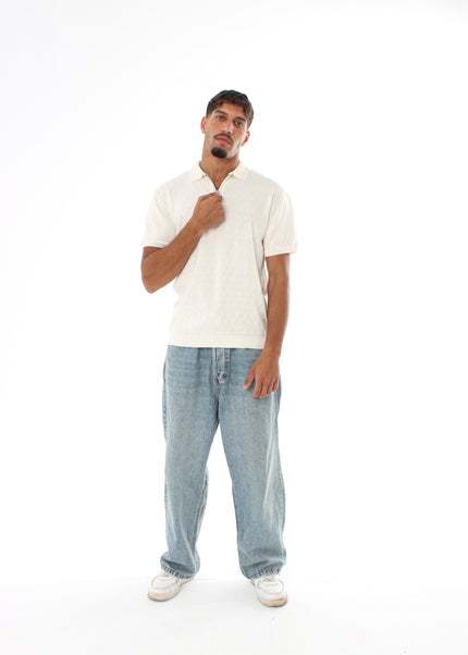 Knitted Quarter Zip Polo T-Shirt
