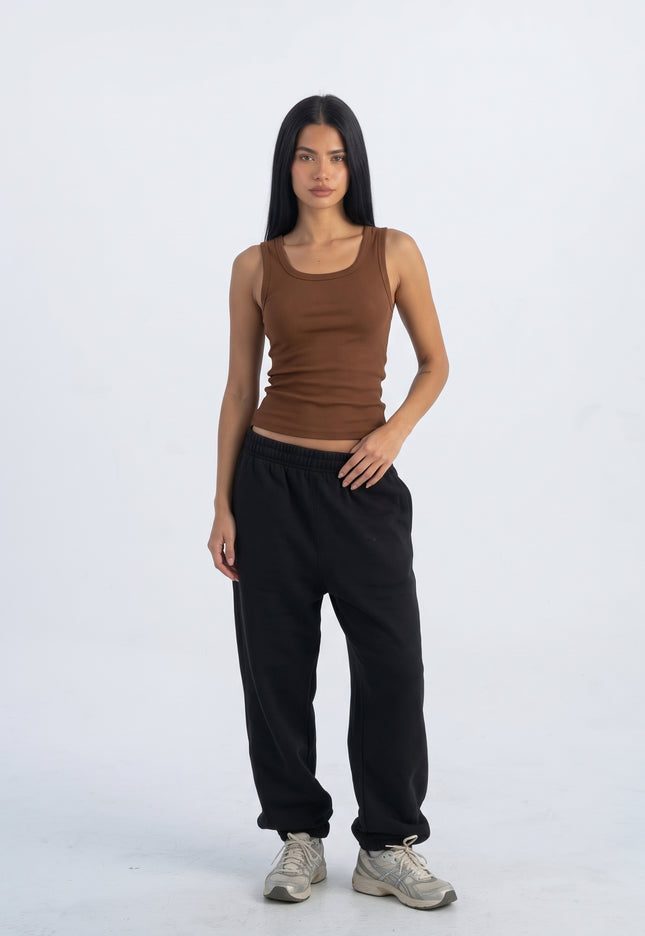 Sculpted Ribbed Thick Strap Top