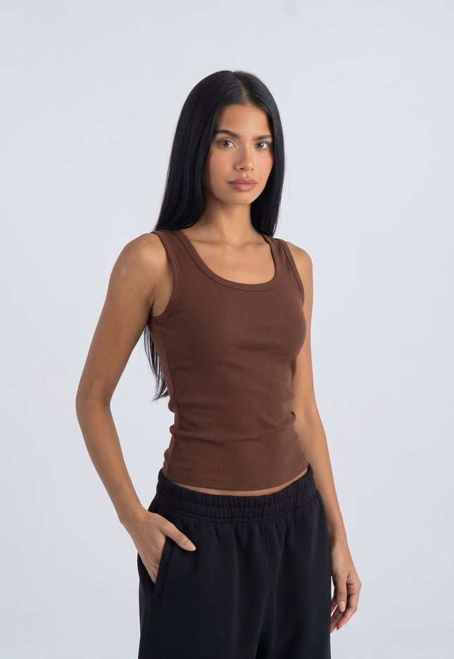 Sculpted Ribbed Thick Strap Top