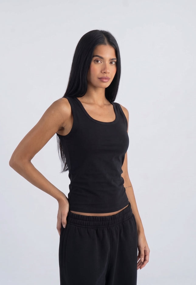 Sculpted Ribbed Thick Strap Top