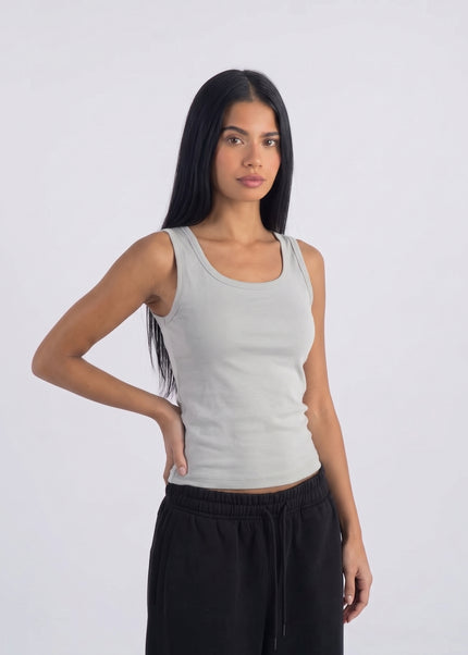 Sculpted Ribbed Thick Strap Top