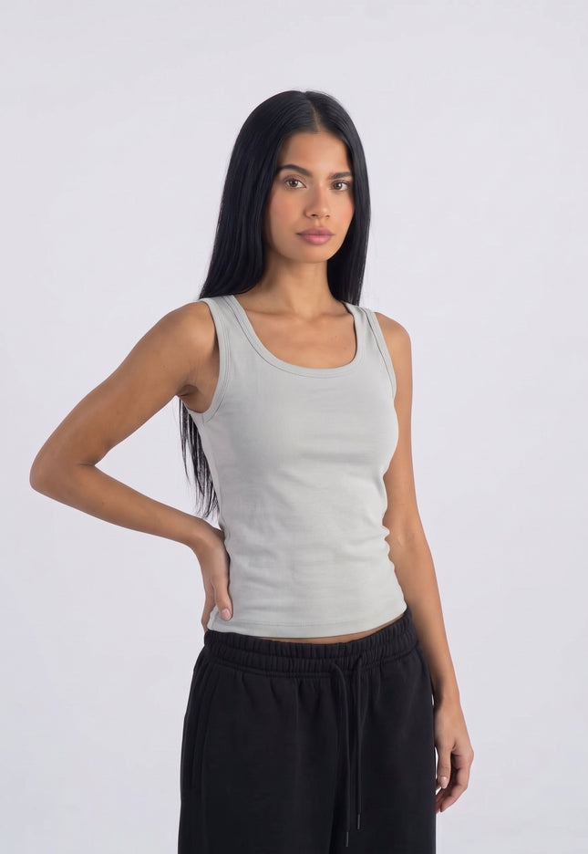 Sculpted Ribbed Thick Strap Top